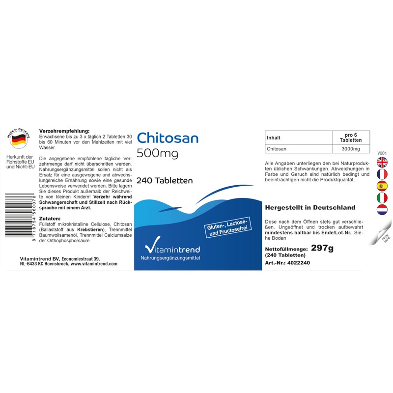 Hochdosiert, Fat Blocker Chitosan 500mg Natural Fat Binder, Chitosan No
