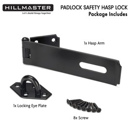 HILLMASTER Heavy Duty Door Hasp Latch 7-3/4" Extra Thick Steel Safety Gate Door Lock Padlock Clasp Hasp Lock Latch for Fence Gate Barn Door Shed Closet Cabinet, Black Finish