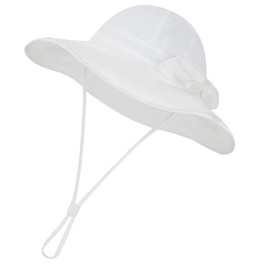 Urban Virgin Baby Girl Sun Hats Summer Baby Hats UPF 50+Toddler Sun Hat Infant with Wide Brim Bucket Hat White 2-4 T