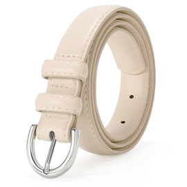 VONMELLI Women's Leather Belt For Jeans Dresses Adjustable Vintage Waist Belts For Women Fashion Leather Belt Classic Ladies Belts With Single Prong Buckle Begie M