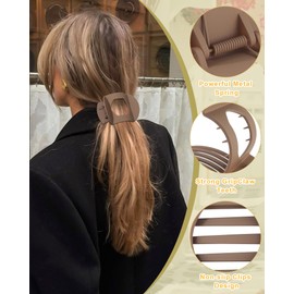 Ufgin 6 PCS French Flat Hair Clips for Women 2 Styles Large Matte Flat Claw Clips Strong Hold No-Slip French Hair Barrettes for Thick Thin Hair(Multicolor 2)