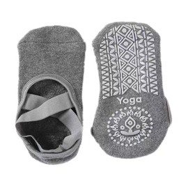 VIPERMARK 2 Pair Of Women's Yoga Socks With Non Slip Grip And Straps,Suitable For Ballet,Body Shaping,Dance,And Pilates-Gray