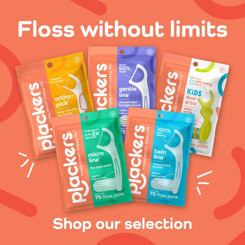 Plackers Twin Line Dental Floss Picks, Dual-Line Tuffloss, Easy Storage,