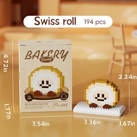 Swiss roll Happy Bread Series Food Cute Series Set Toy Mini Bricks Micro Building Kit Toys Desktop Ornaments Gift for Adults Kids