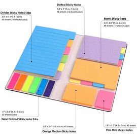 YL TRD Juego de Notas Adhesivas para la Escuela, Post It para Libros, 60 con Reglas, 48 Punteadas, 48 en Blanco, 48 Naranja y Rosa, 25 por Color PET - 402 Piezas