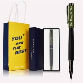 Ancolo Custom ink Pens with Name on the Pens - Souvenir Gift Set with Pen Box 2 extra Black Refills Engrave Message on Pen Gift for Christmas Father's day Graduation Wedding Gifts