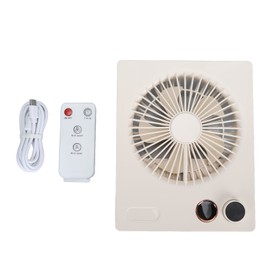 Ultra Thin Table Fan Desktop Flat Battery Operated Standing Hanging Portable Foldable Step Less Speed Control for Travel Beige