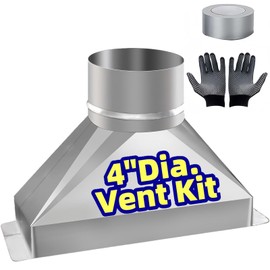 4" Dia x 3-1/4" x 10" L microwave vent kit, Rectangular to Round Duct Galvanized Steel Transition for Connecting Duct Fittings-Includes gloves and tape