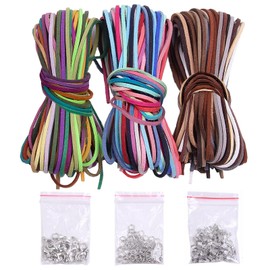 LIANHATA Suede Leather Cords, 3.3 ft (1 m) x 60 Colors Set, Colorful Synthetic Leather Cords, DIY Leather Cords, Crafts, Accessory Parts, Jewelry, Beads, Bracelets, Necklaces (60 Colors + Parts)