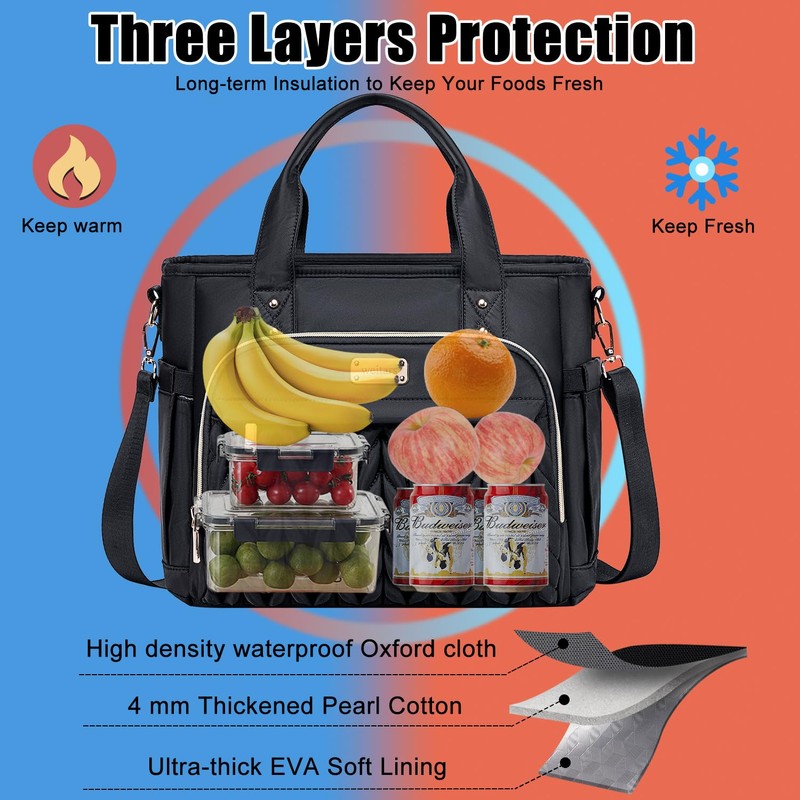 Weitars Insulated Lunch Bag for Women,Leak Proof Lunch Box for