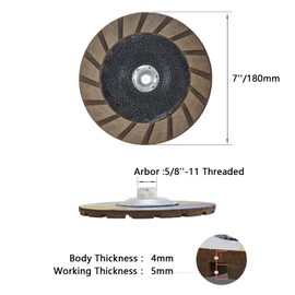 HONGUIS - Rueda de vidrio de hormigón de 7 pulgadas, eje de cerámica de 5/8"-11 para eliminación de arañazos de concreto, grano 400