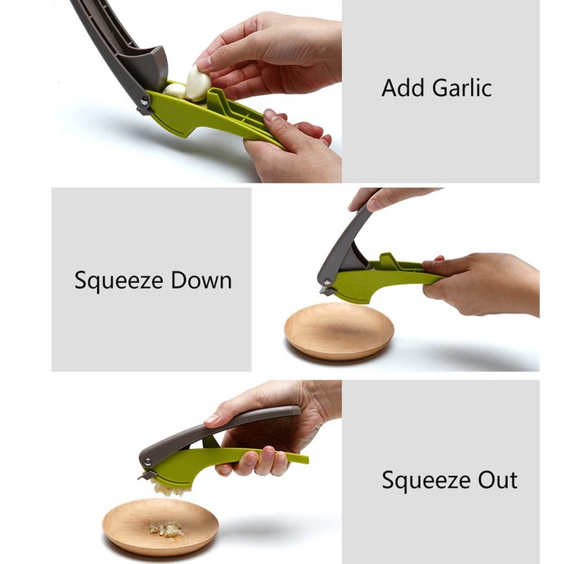 2PCS Garlic Press, Dual Function Garlic Mincer Slicer Heavy Duty