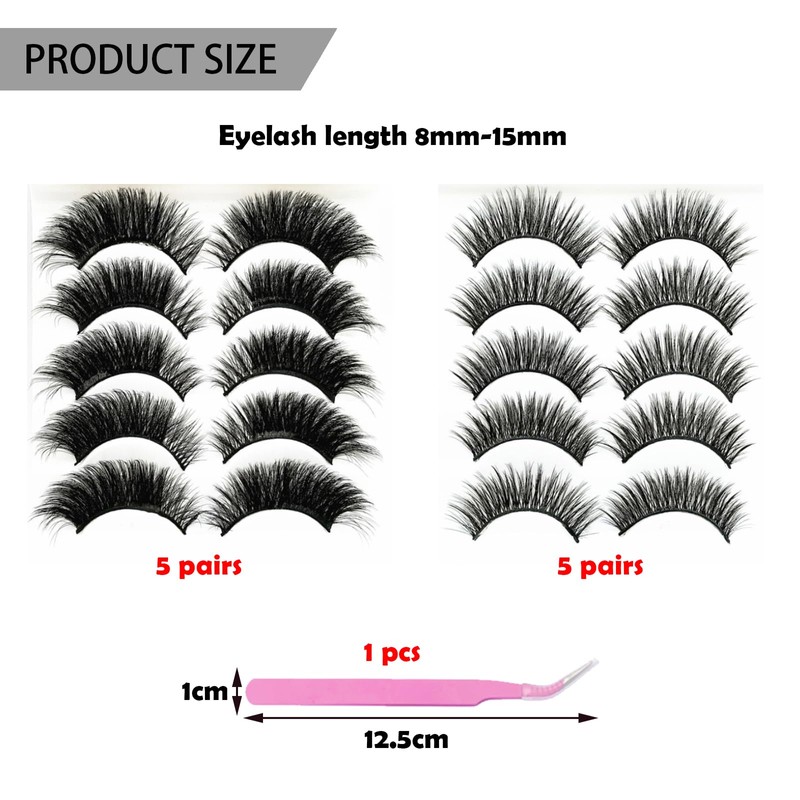 TYXHXTF Eyelashes 10 Pairs - Natural Look Lashes for Cat