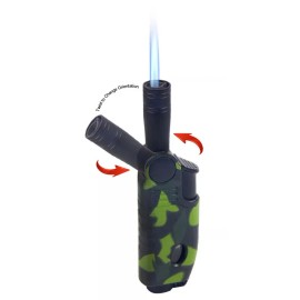 Ever Tech Jet Torch Refillable Butane Adjustable Flame Cigar Lighter W/ Adjustable Nozzle - wood