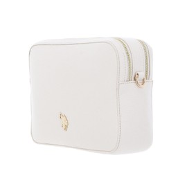 U.S. POLO ASSN. New Mansion Women's Shoulder Bag Crossbody Double Zip Yellow Black White White Blue Sky Blue Skyway, Cream White, Unit size