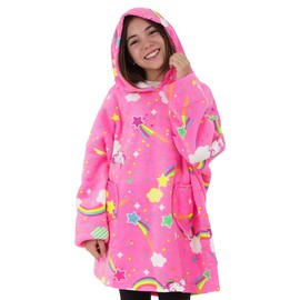 Manta con Capucha Portatil para Niño y Niña Oversize Suave con Bolsas para Frio e Invierno GAON (Unicornio)