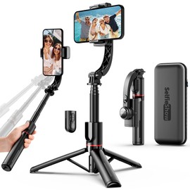 Selfie Stick Estabilizador plegable de mano para teléfono móvil con control remoto Bluetooth y trípode, elimina el agitación para mantener el vídeo suave, para smartphones Vlog Youtuber Live Video TikTok (negro)