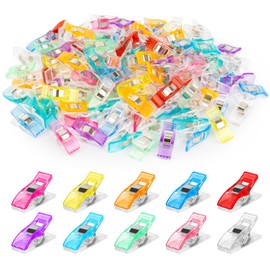 RAINFLOW 100pcs Sewing Clips - Multipurpose Plastic Quilting Clips for Fabric Binding and Craft Supplies, Assorted Colors Acrylic Sewing Notions