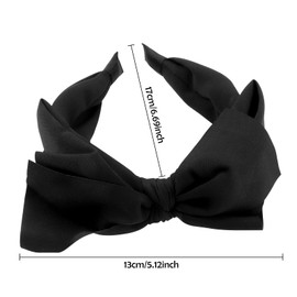 YaeYur Black Bow Headband, Cute Bowknot Wide Headbands, Non-Slip Fashion Hairbands, Big Bow Headbands Hair Band Accessories for Women Girls
