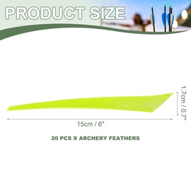 YELARXI Arrow Vanes Turkey Archery Arrows Feathers Fletching, 6 Inch Left Wing Fit for Hunting Target Shooting (20Pcs, Neon Yellow)