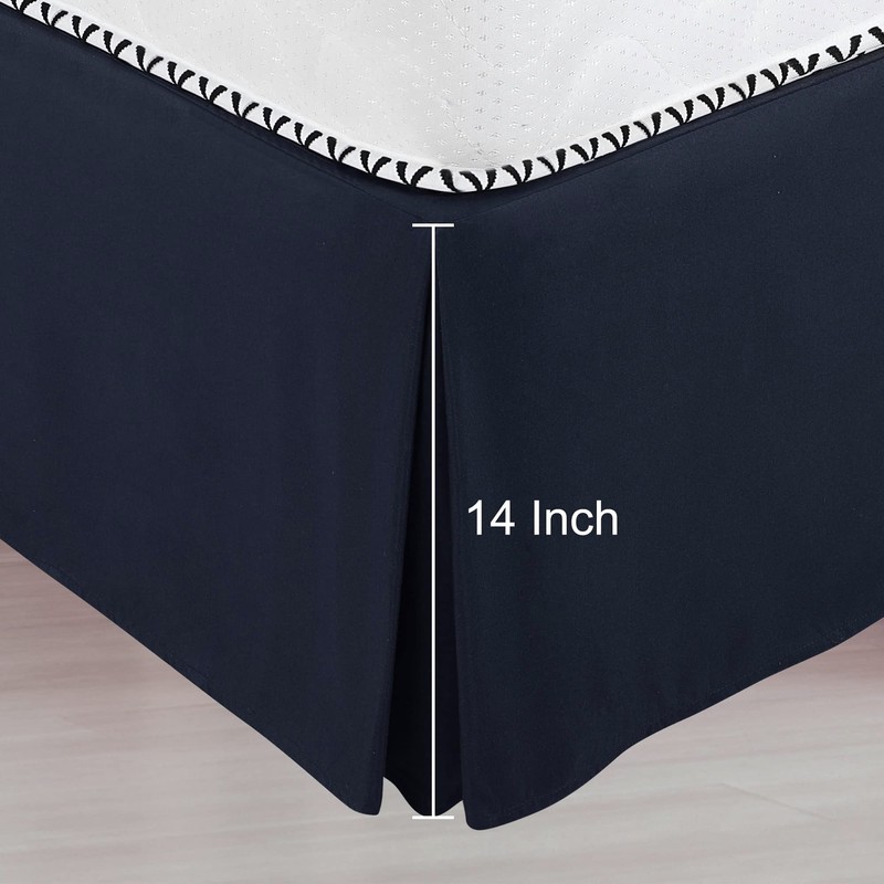PiccoCasa Pleated Bed Skirt Classic Polyester Dust Ruffled with 14
