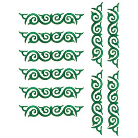 10 Pieces Swirl Embroidered Applique with Gold Trimming Scroll Iron on Patch Vine Border Lace Fringe Edge for Medieval Costume Wedding Dress Pillow Sewing Accessories (Green)