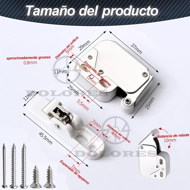 Dolores 15 Pcs Resbalon Push Latch Herrajes Cajones Puerta Gabinete