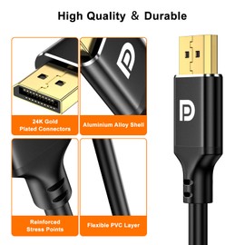 4K DisplayPort to HDMI 6 Feet Gold-Plated Cable 2 Pack, 4K@30Hz, 2K@60Hz, 1080P Full HD, Uni-Directional DP 1.2 Computer to HDMI 1.4 Screen Cable, Compatible with NVIDIA, AMD, HP, Projector, Desktop