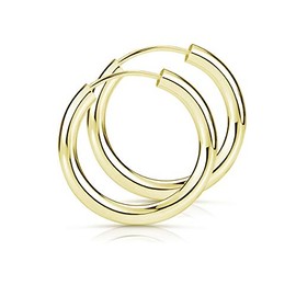 Materia Women's Earrings, Gold Hoop Earrings, Lightweight - 925 Sterling Silver Gold-Plated 15, 20, 30, 40, 47, 60 mm / 2.5 mm wide - Made in Germany, Gold-Plated Silver, gold