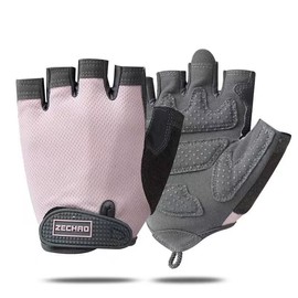 OYSTERBOY Breathable Thickening Palm Anti-Slip Elastic Mesh Workout Fingerless Lightweight Exercise Gloves for Weight Power Lifting Cycling Running Yoga Gym Workout Women and Men (Pink, Small)