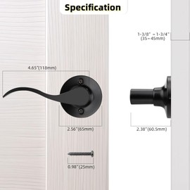 GOBEKOR 1 Pack Black Dummy Door Handle,Wave Style Single Sided Lever for Closets,French Double Doors and Pantry,Matte Black Left Handed Dummy Levers