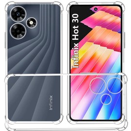 USTIYA Funda para Infinix Hot 30 Case Uso Rudo Bumper Shock-Absorción TPU Transparente Protector Cámara Carcasa con Cuatro Esquinas Espesamiento