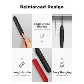 Jar Spatula, Long Handle Silicone Jar Spatula Scraper for Jar Bottom of Mayo, Cool Whip, Peanut Butter, Condiments（Black/Red/Green/Blue）