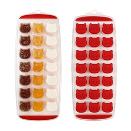 Ice Cube Tray, Candy, Chocolate Mold, Cat Ice Mold, Easy Release, BPA free, 2 Pack, Dishwasher Safe Red
