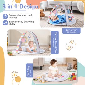 BABY JOY Baby Gyms & Playmats, All-In-One Infant Tummy Time Mat with 5 Detachable Hanging Toys, Skin-Friendly & Washable Seat Cover, Baby Play Activity Mat for Newborn Toddler Infants, Unicorn Pattern