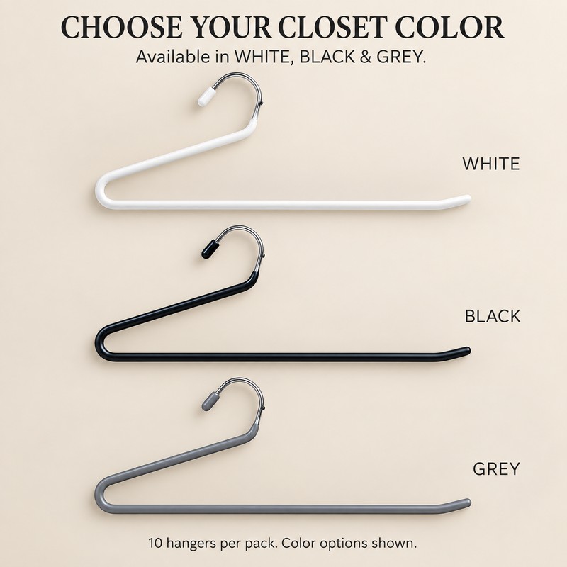 Pants Hangers 10 Pack, Space-Saving Open-End Metal Trouser Hangers with