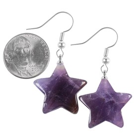 TUMBEELLUWA Crystal Star Earrings Healing Energy Pentagram Eardrop Drop Dangle Jewelry Gift for Women, Amethyst