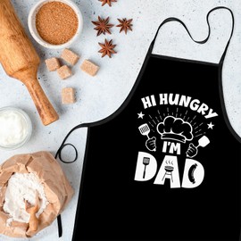 zukmvuh Funny Aprons for Men Baking, Mens Apron Funny, Cooking Aprons for Men, Hi Hungry I’m Dad Chef Grilling Grill Kitchen Apron Gifts for Dad Birthday/Father’s Day