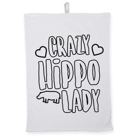 Hippowarehouse Crazy hippo lady Tea Towel Eco Printed Dish Cloth Kitchen accessory 50cmx70cm 100% Cotton