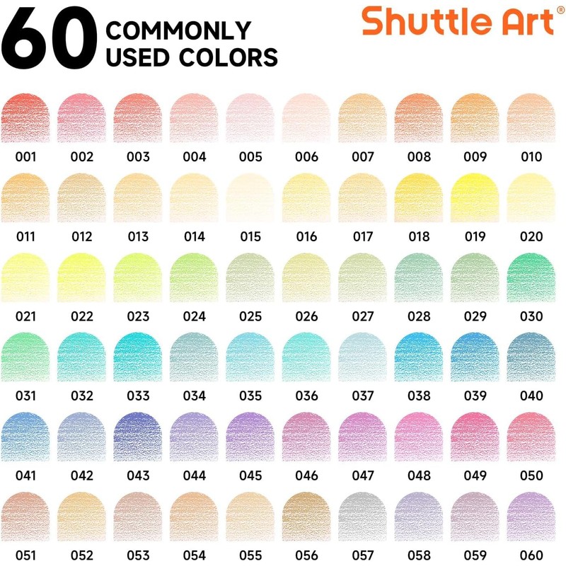 Shuttle Art Colored Pencils, 60-Color Set - Pastel Color Pens