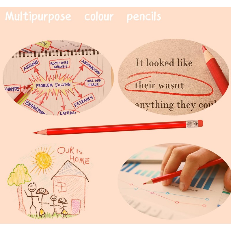 Adhere 25 Colored Pencils, Check, Advertising, Erasable, Sharpened #2 HB,