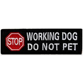 Working Dog Service Dog Patches for Service Dog Vest Patch Embroidered Badge Fastener Morale Tactical Hook Loop Emblem Harnesses Removable Set with Velcro, 1.26 X 3.94 Inch (1P Working Dog)