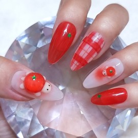 Tobuk handmade nail tip tomato turtle nail - long ballerina / 토북이 수제네일팁 토마토거북이네일 - 롱발레리나