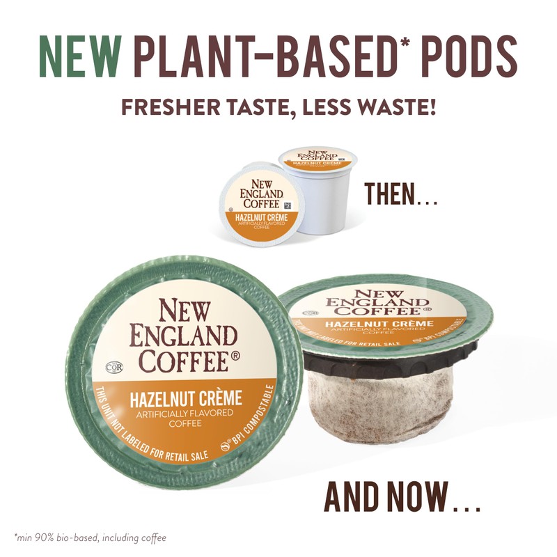New England Coffee Hazelnut Crème Medium Roast Single Serve Pods,