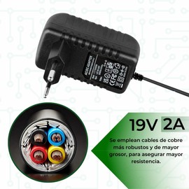 TECHZOCO Power Supply 19V 2A Power Supply 19V 2A Power Supply 19V 2A Power Supply DC Connector 5.5x2.1mm Black