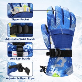 Odtmger Ski Gloves, Warmest Waterproof and Breathable Snow Gloves for Cold Weather, Fits Both Men & Women,for Parent Child Kids Outdoor