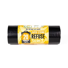 20 x Eco Bag Super Strong Bin Bags, 75 Litres
