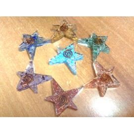 Jet International Chakra Orgone Flat Star Design Set A ++ Healing Chokurei Chakra Christmas Christmas Balancing EMF Free Brochure Crystal Therapy Picture is for reference only.