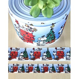 Unbranded 7/8, 1.5 & 3" (1 YD) Snoopy Christmas Grosgrain Ribbon Woodstock Beagle - 1.5 inch