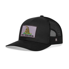 HAKA Dont Tread on Me Hat – Tactical Yellow Snake Trucker Hat, Mesh Outdoor Hat for Men & Women, Adjustable Snapback Baseball Cap, Golf Hat Black